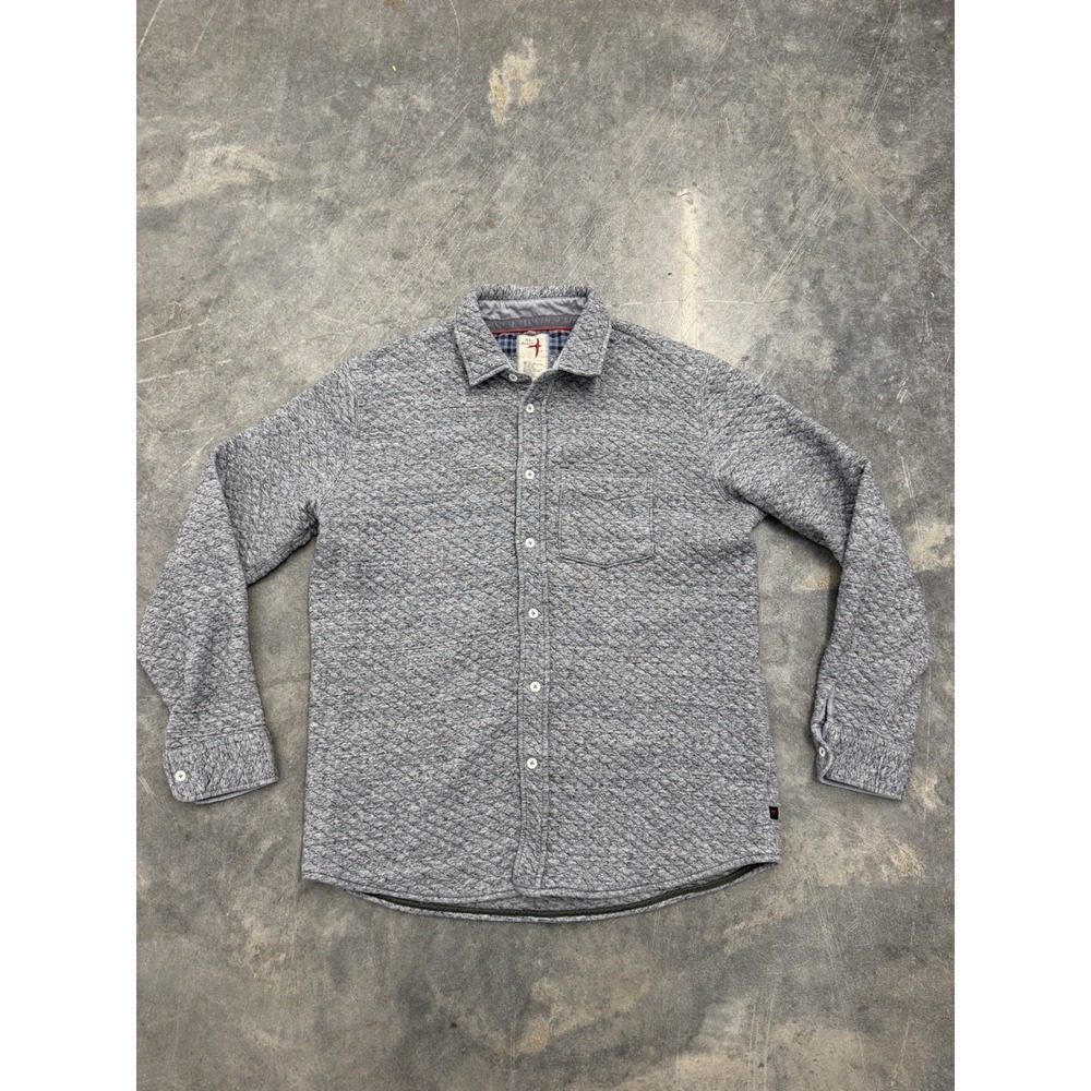 Relwen Bubble Knit Shirt Jacket Mens XL Grey Quilted Button Up Huckberry